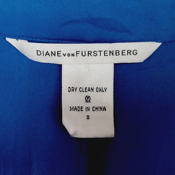 Diane Von Furstenberg Blue Faux Wrap Layered Side Button V Neck Midi Dress P4151 - Picture 5 of 9